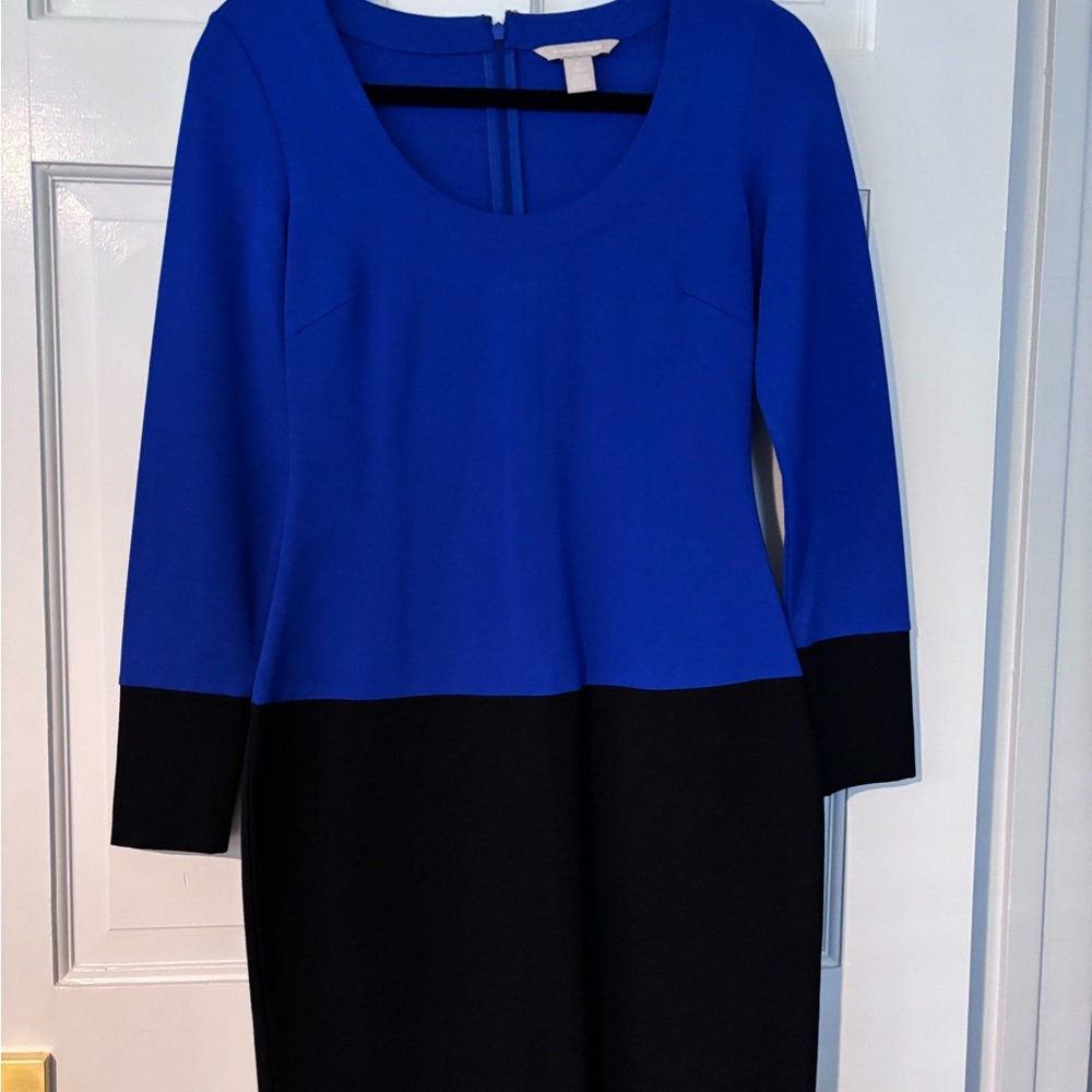 Banana Republic Blue and Black Long Sleeve Dress